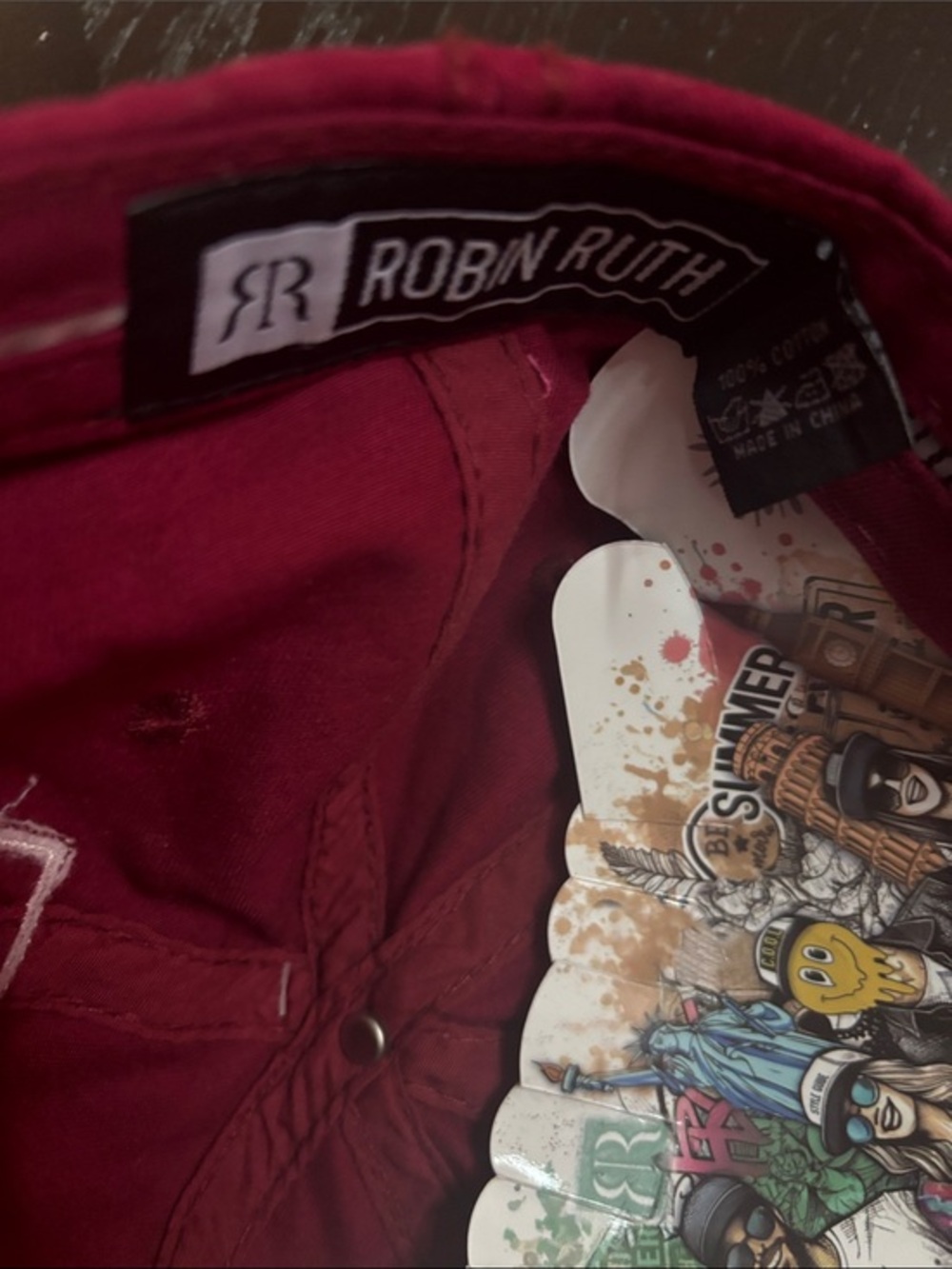 Robin Ruth Boston Embroidered Baseball Cap Red OS - Picture 5 of 10